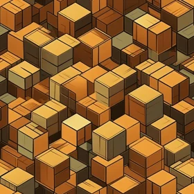Brown and Gray Cubes Seamless Pattern - Intricate Geometric Design