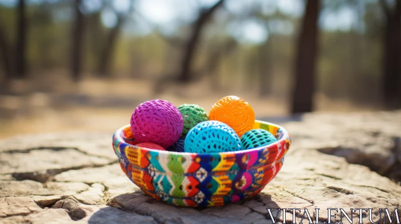 Colorful Easter Eggs in Traditional Mesoamerican Style AI Image