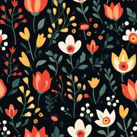 Dark Floral Pattern - Repeating Design Element