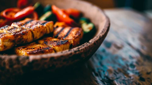 Delicious Grilled Vegetables on Wooden Plate