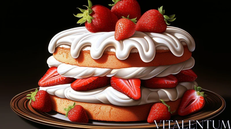 AI ART Delicious Strawberry Cake - Digital Painting Artwork