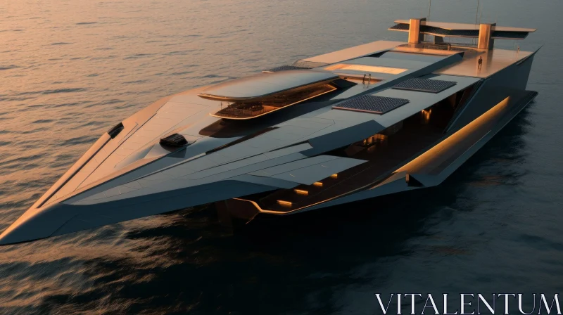 Luxurious Futuristic Yacht Design AI Image