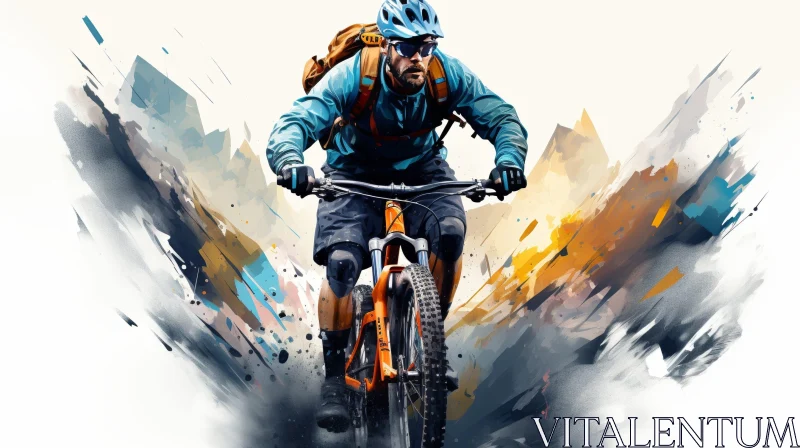 Mountain Biker in Scenic Landscape AI Image