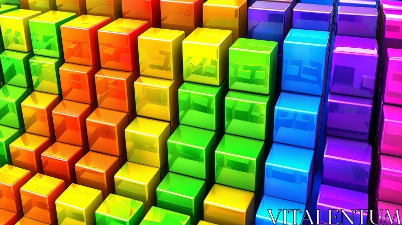 Rainbow Wave 3D Rendering AI Image