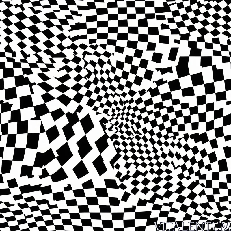 AI ART Unique Black and White Checkered Pattern - Abstract Art