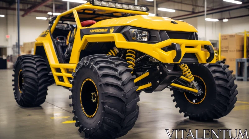 Yellow and Black Off-Road Vehicle in Warehouse AI Image