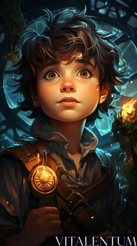 AI ART Young Boy Portrait with Lantern