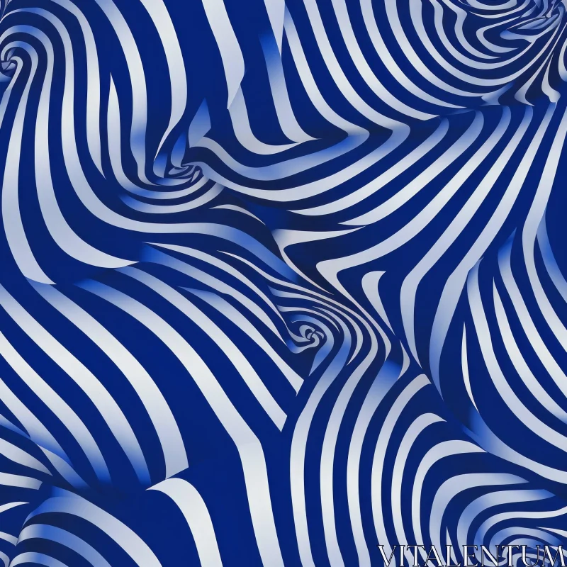 AI ART Zebra Inspired Blue and White Stripes Pattern
