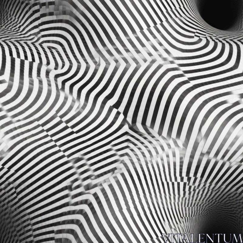 Black & White Distorted Striped Pattern AI Image