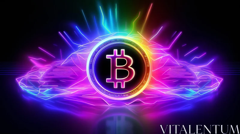 Colorful Bitcoin Digital Illustration AI Image