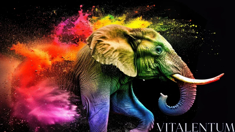 AI ART Colorful Elephant Digital Painting