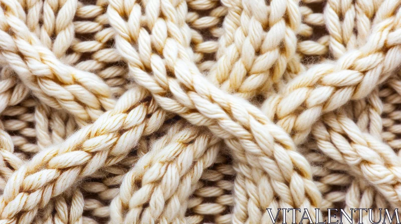 Knitted Fabric Close-Up | Ribbed Texture | Beige Yarn AI Image