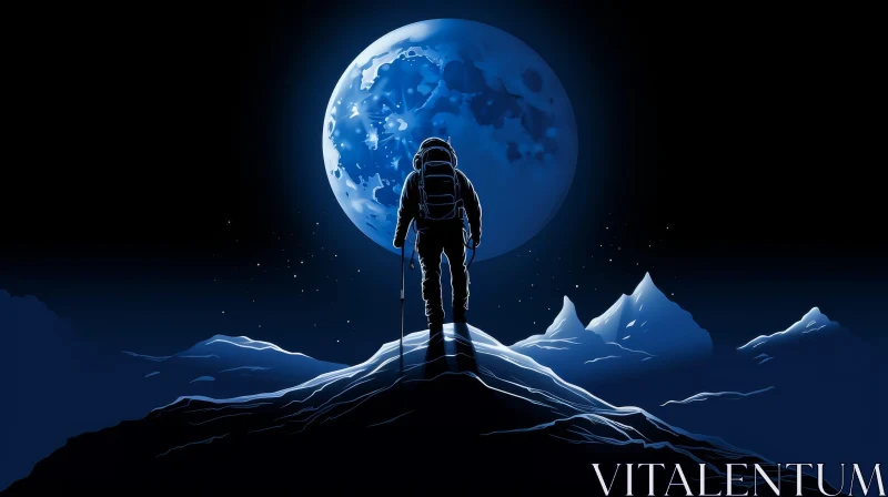 AI ART Moonrise Over Dark Mountain Range