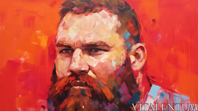 AI ART Serious Man Portrait with Beard in Realistic Style