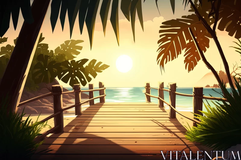 Captivating Tropical Beach Sunset: A Delightful Escape AI Image