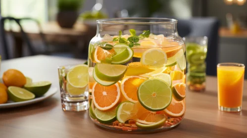 Citrus Infused Refreshment on Wooden Table