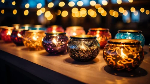 Glass Jars and Burning Candles - Cozy Still Life Composition