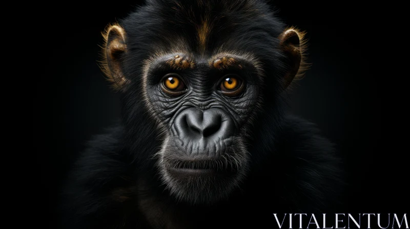 Intense Chimpanzee Portrait in Close-up AI Image