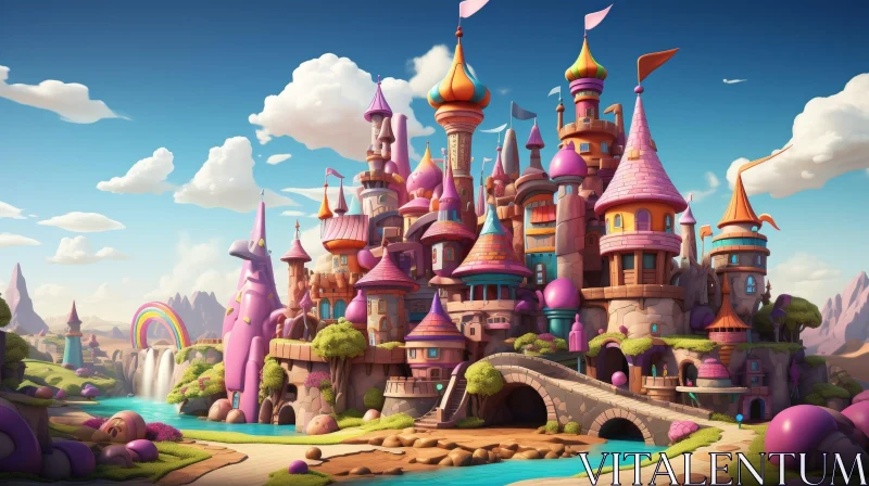 Whimsical Castle Digital Painting - Fantasy Artwork AI Image