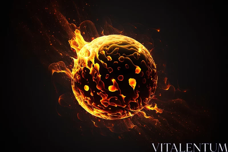 Captivating Fire Sphere on Black Background | Abstract Art