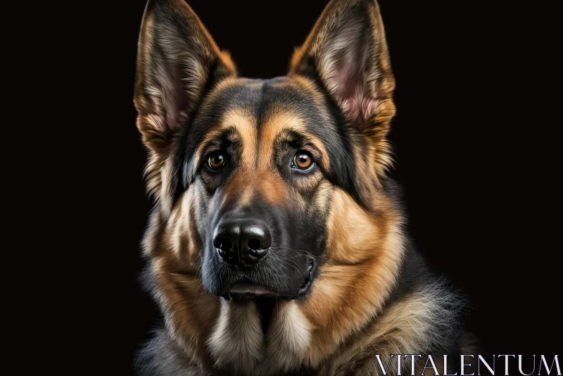 Captivating German Shepherd Dog Portrait on Black Background AI Image