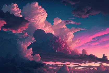 Cloud-shaped Desktop Wallpaper in Vibrant Fantasy Landscape
