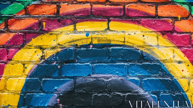 Colorful Brick Wall Art - Abstract Graffiti Style AI Image