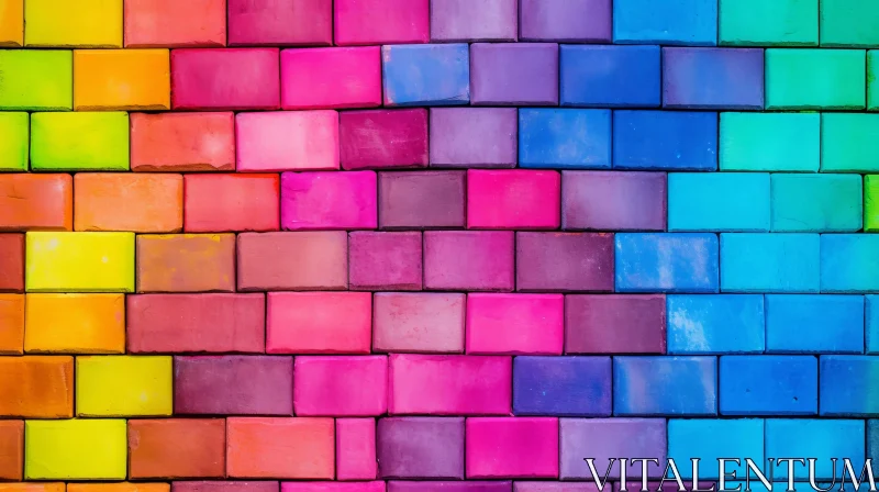 AI ART Colorful Brick Wall Photo for Web and Print