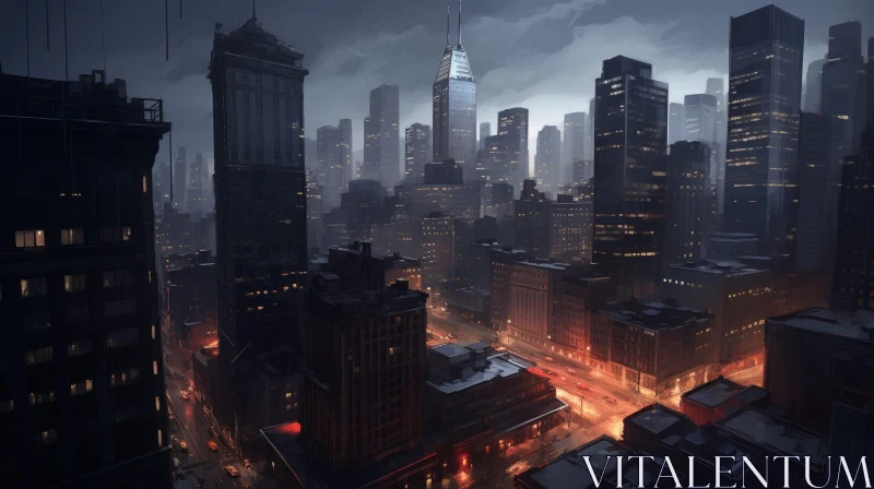 Dark Moody Cityscape at Night AI Image