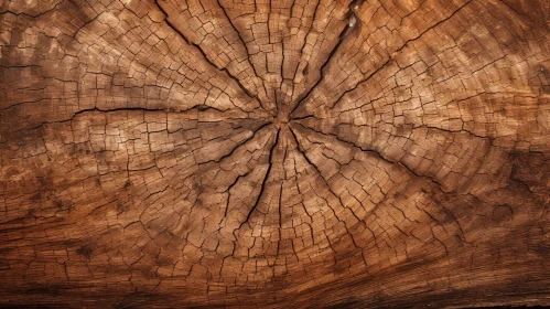 Detailed Tree Trunk Cross-Section with Annual Rings