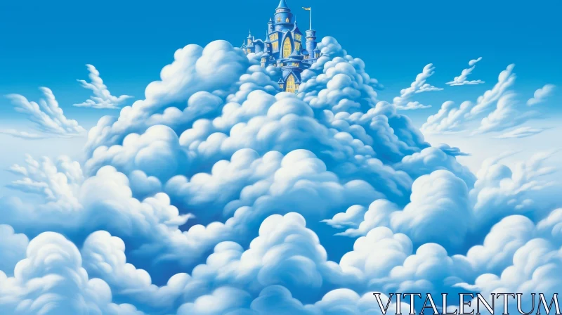 Enchanting Fairytale Castle on Clouds AI Image