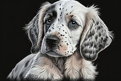 Engraving of an English Setter Puppy: Dot-Painted Colors and Optical Blending