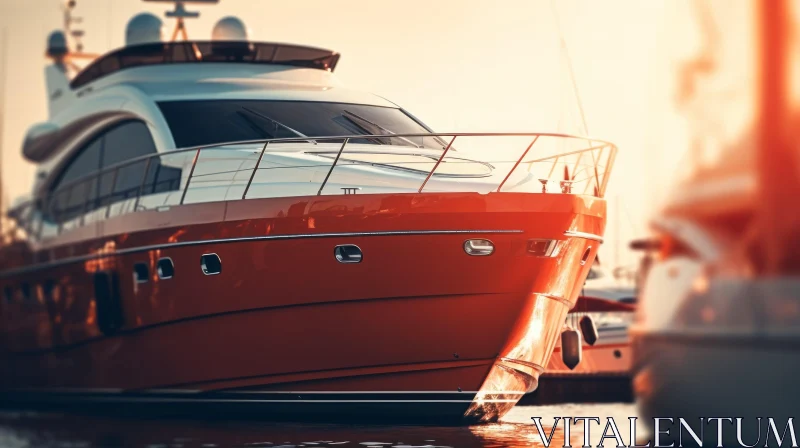 Luxurious Yacht at Marina - Sunset Elegance AI Image