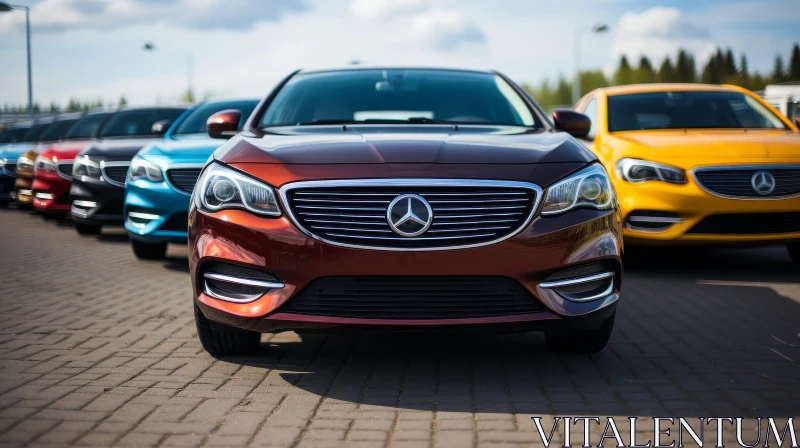 Luxury Cars Parked in City Lot