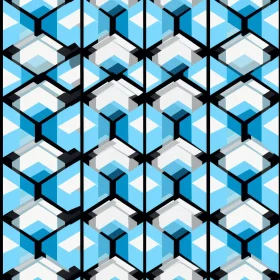 Modern Geometric Blue White Black Hexagon Pattern