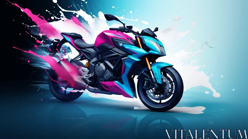 Sleek Blue and Pink Motorcycle | Sport Bike Design AI Image