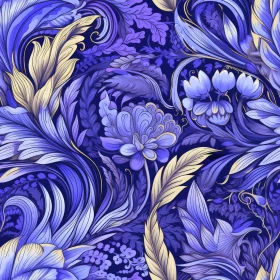 Elegant Dark Blue Floral Seamless Pattern
