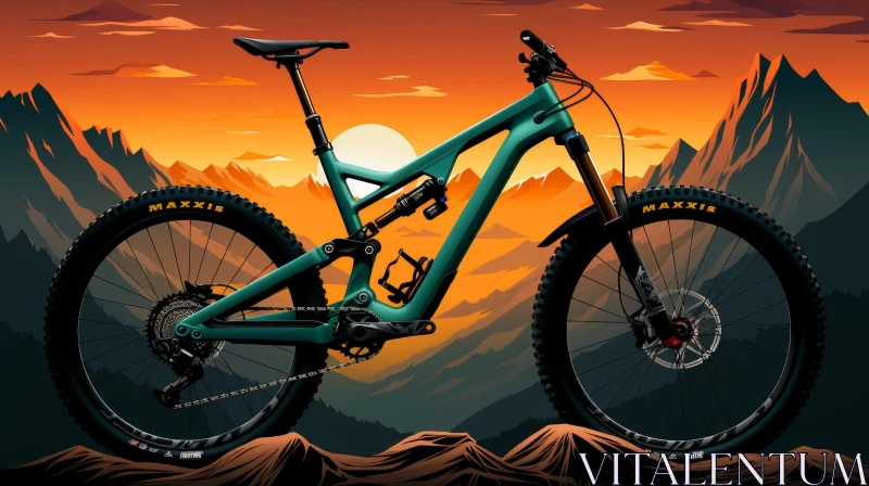 Full-Suspension Mountain Bike at Sunset AI Image