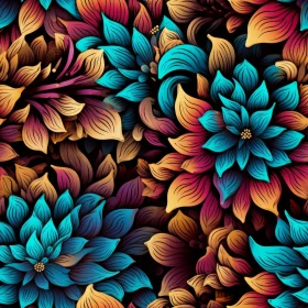 Intricate Floral Pattern on Dark Blue Background