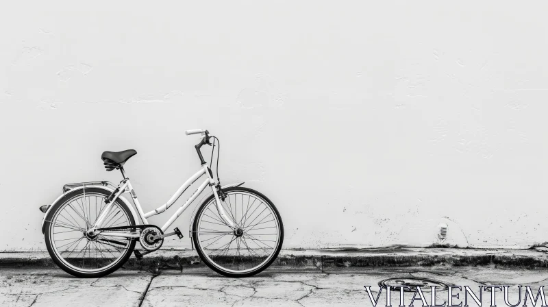 Monochrome Bicycle on Concrete Pavement AI Image