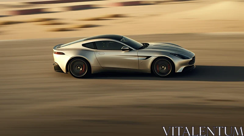 Silver Aston Martin Vulcan AMR Pro Racing in Desert AI Image