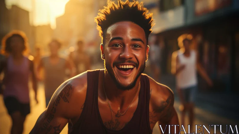 AI ART Smiling African-American Man City Portrait