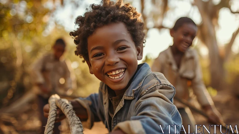 Smiling Young African Boy Portrait AI Image