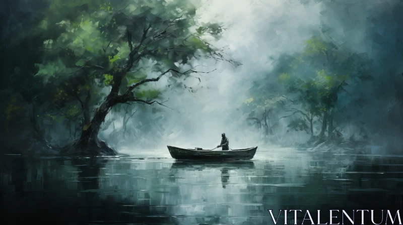 AI ART Tranquil Lake Landscape Painting