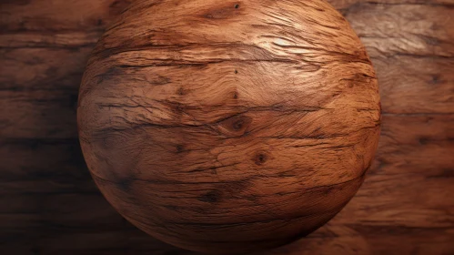 Wooden Ball Texture Close-Up