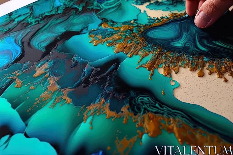 Captivating Blue and Gold Artwork | Surreal 3D Landscapes AI Image