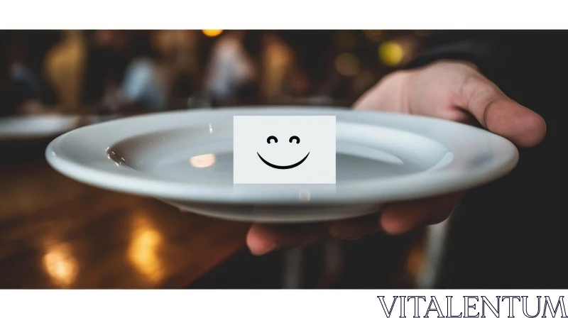 Delicate White Plate with Smiling Face - Captivating Image AI Image