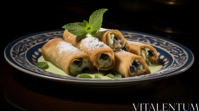 Delicious Italian Cannoli with Blueberries and Ricotta Cheese AI Image
