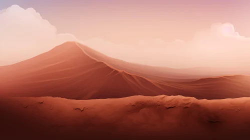 Desolate Mountain Landscape with Red Sand