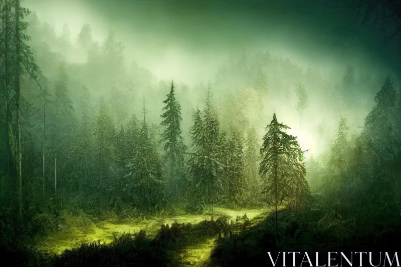 Enchanting Misty Forest Landscape | Atmospheric Fantasy Scene AI Image